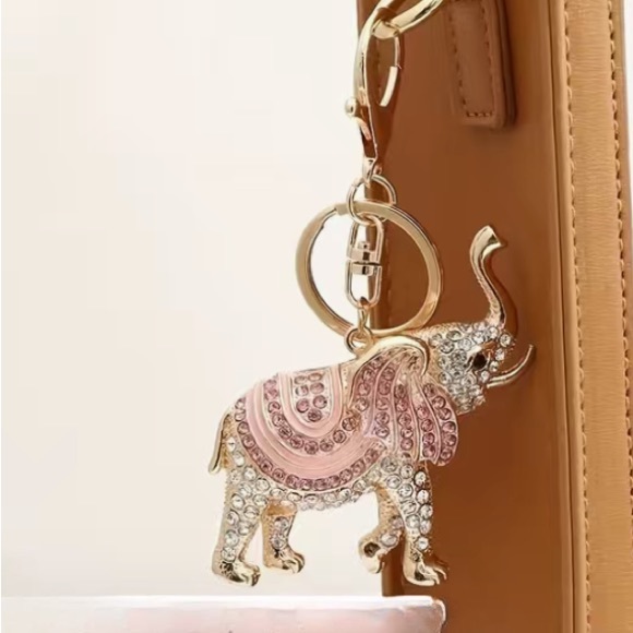Rhinestone Elephant Keychain, Bag Charm, Accessory - Picture 2 of 5